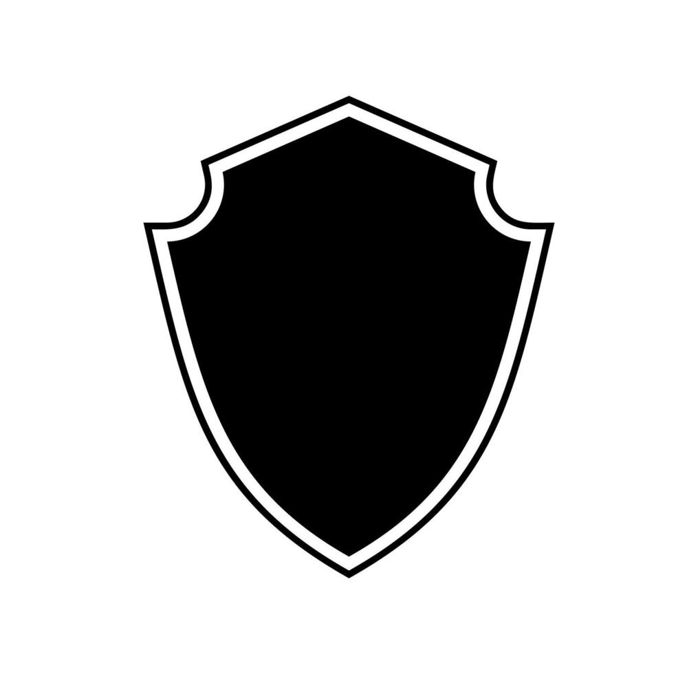 Shield logo template flat illustration, shielding icon in black and white color, security and protector symbol isolated on white background vector