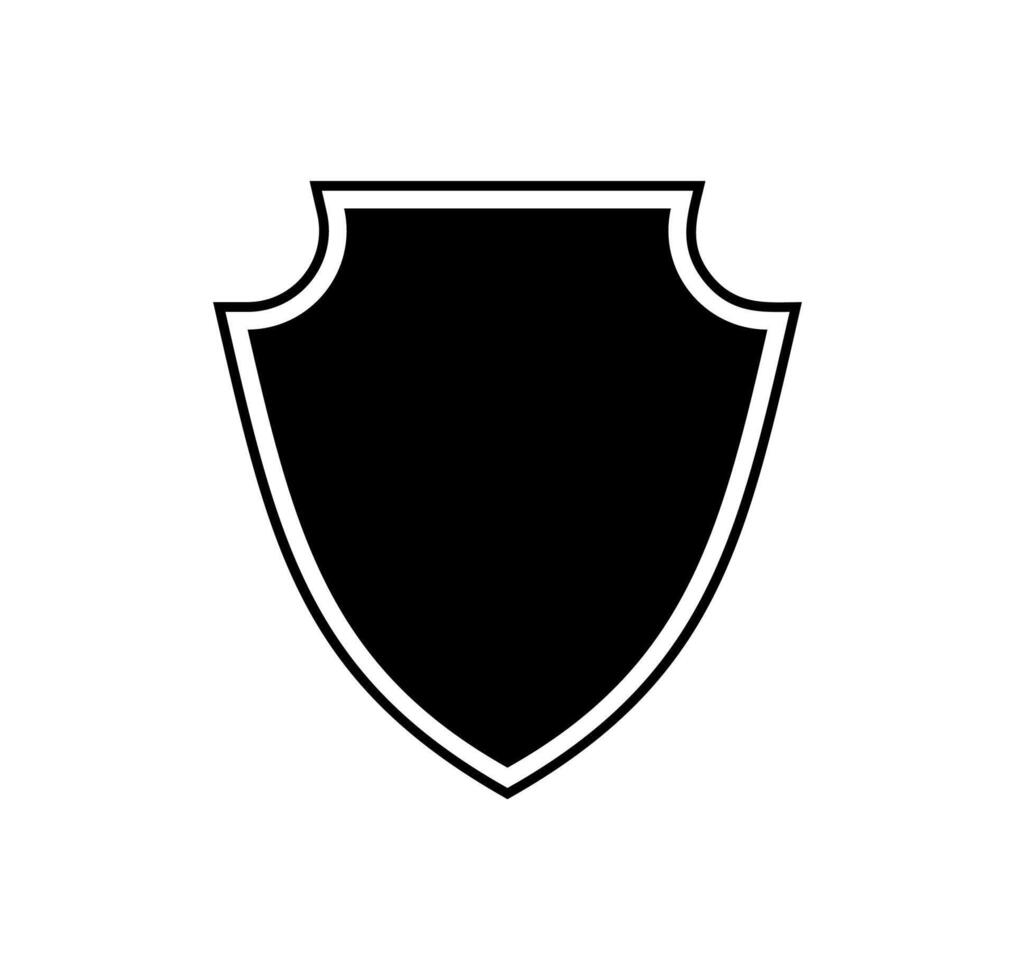 emblem Shield logo template flat illustration, shielding icon in black and white color, security and protector symbol isolated on white background vector
