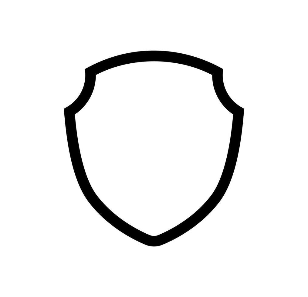 Black Shield frame Logo. template outline Sign of Protection, Guard and Security. Insurance or Immunity Symbol. Empty icon design isolated on white background vector