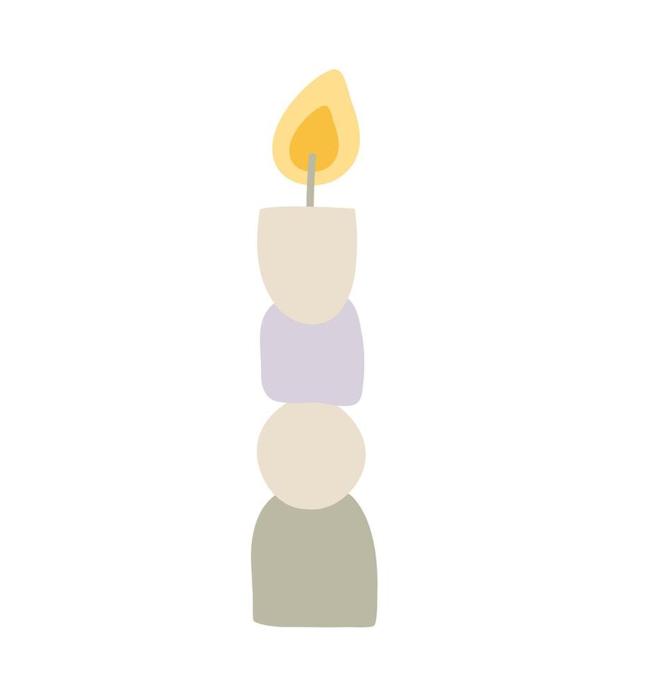 hand drawn candle. Colored flat illustration isolated on background. decorative element for greeting card, web, christmas, wedding, birthday, valentine day vector