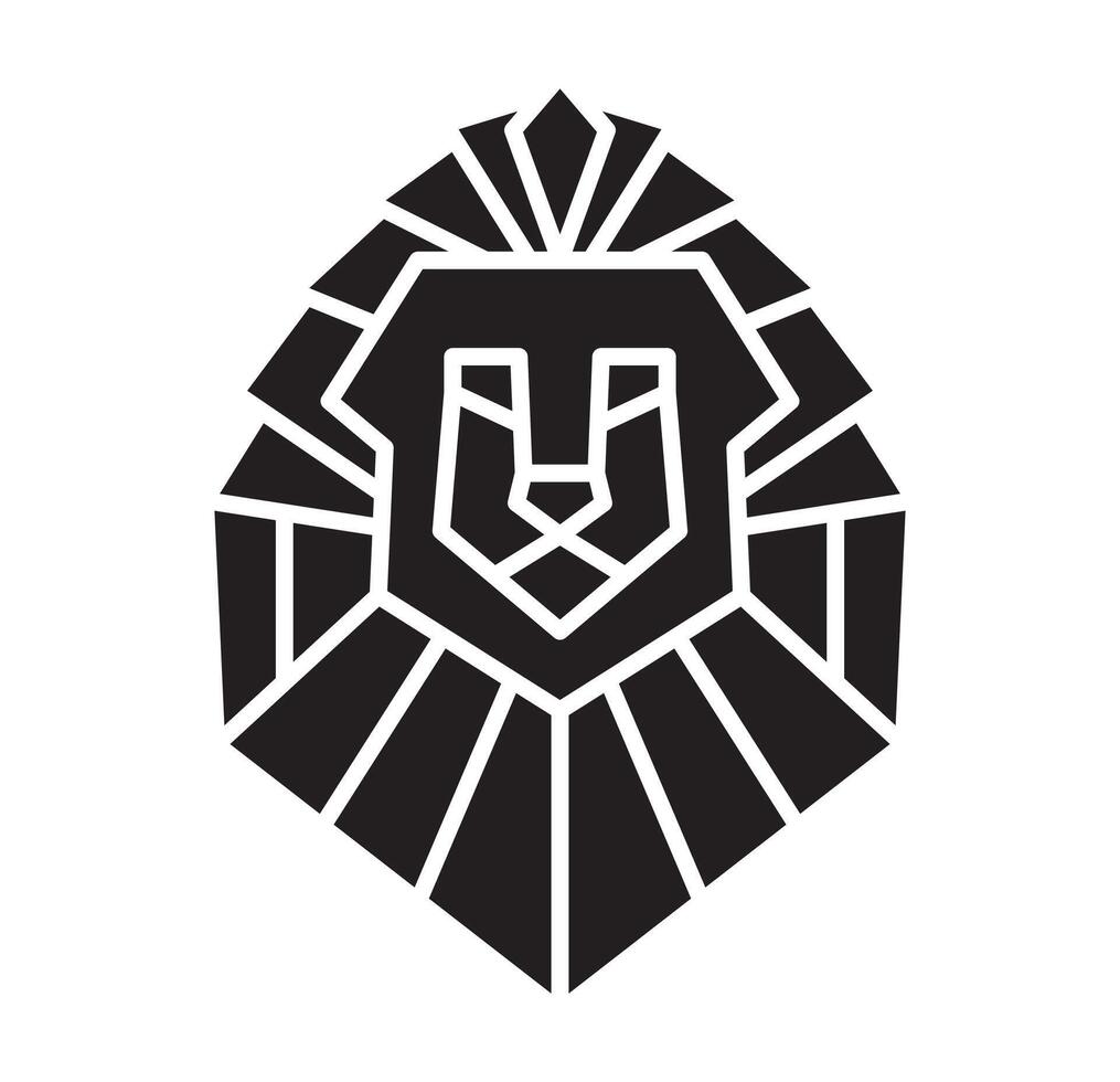 Lion head shield logo silhouette design. Crest icon. Luxury brand element for business project. Concept stability and protect your investments isolated on white background vector