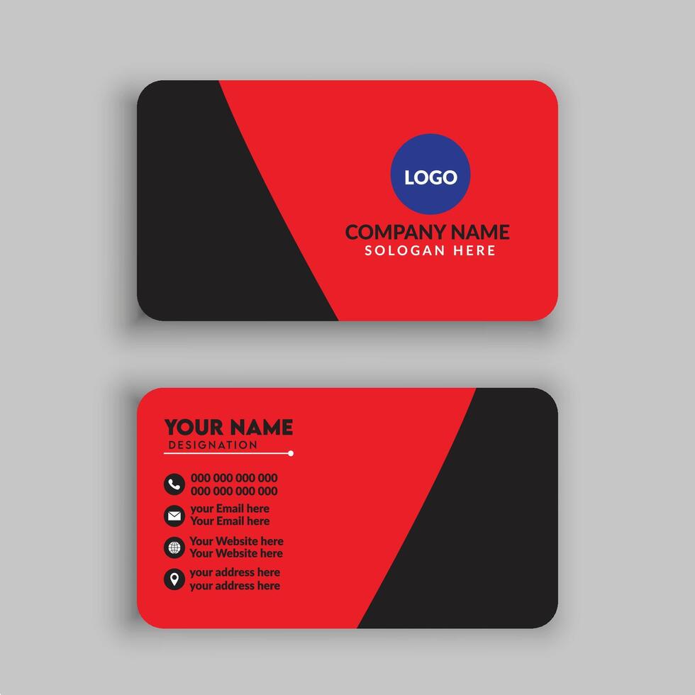 black business card with red triangle shapes design vector