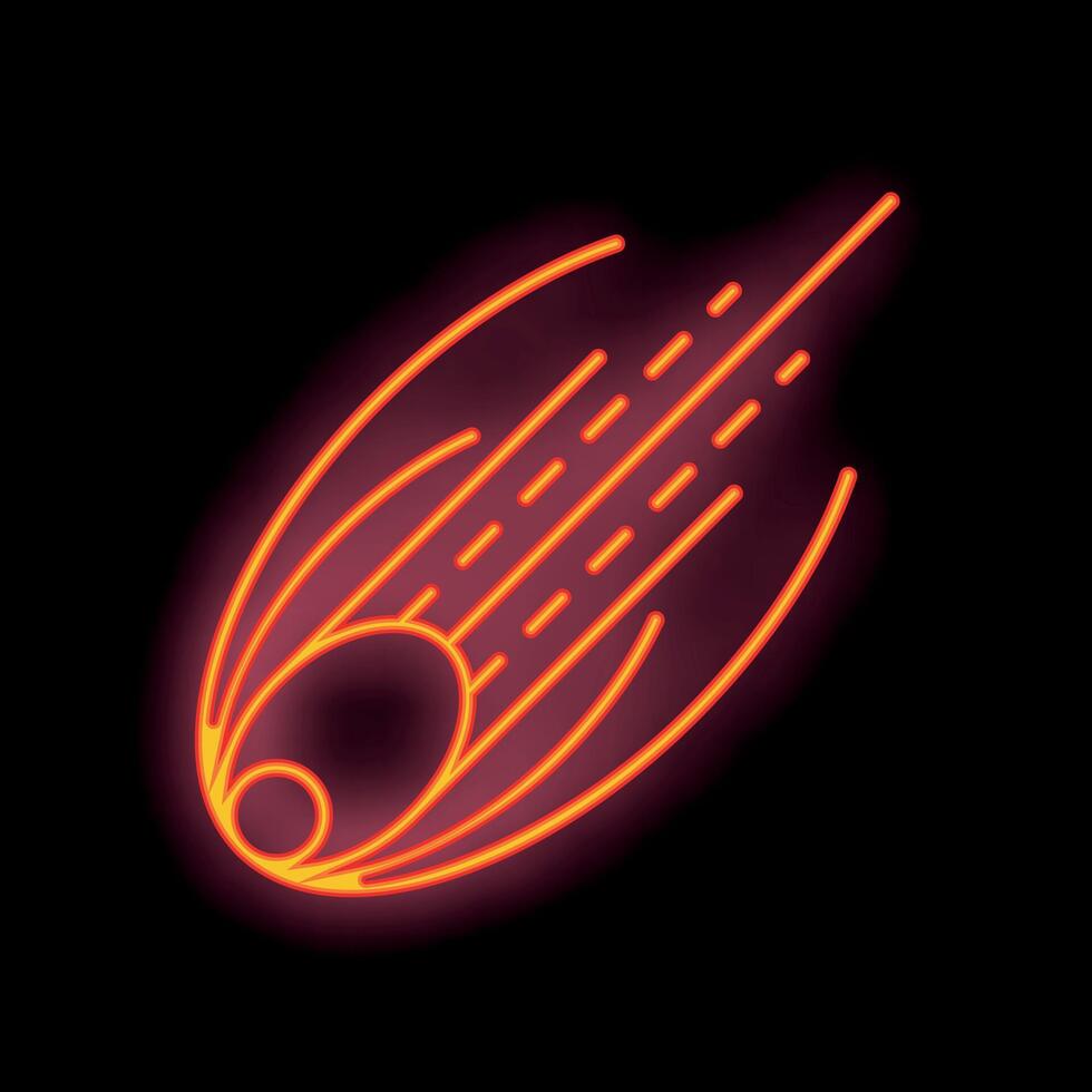 Bright neon comet flying through space leaving a trail vector