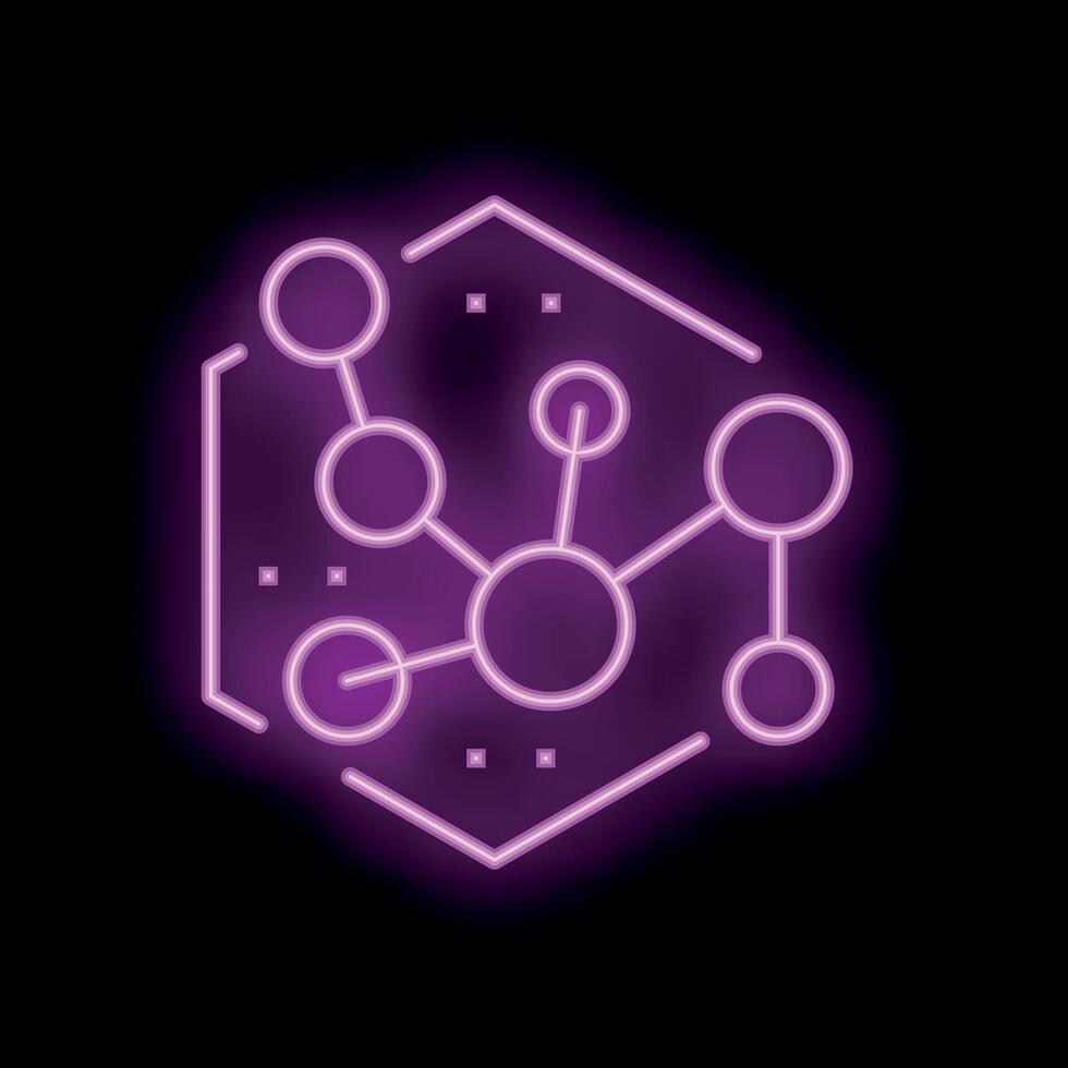 Neon icon of a network representing machine learning algorithm vector