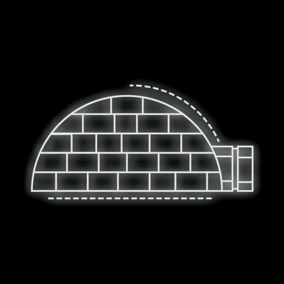 Neon igloo icon glowing on black background vector