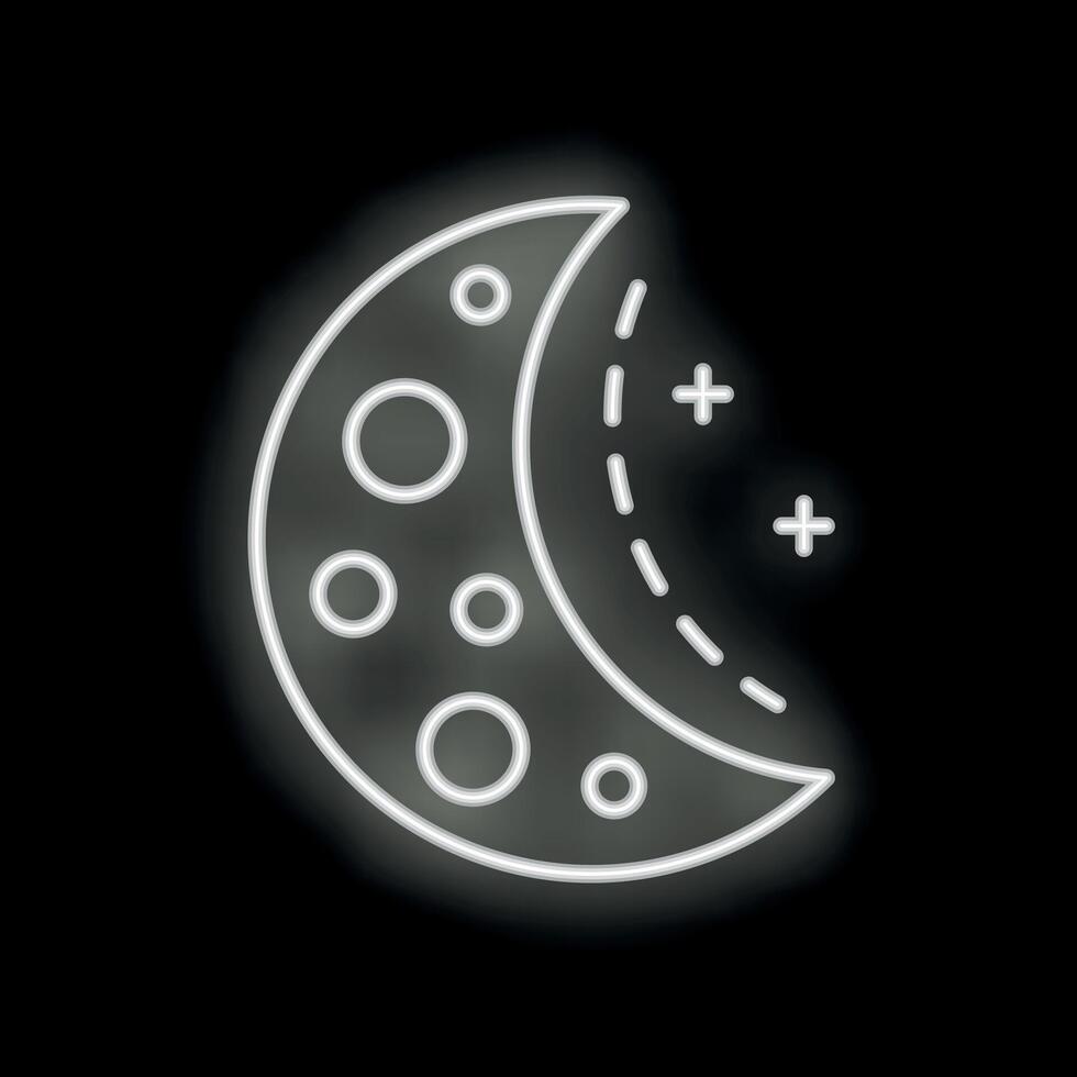 Neon moon shining with stars in the night sky vector