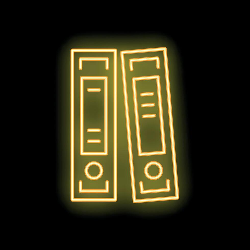 Neon office folders glowing on a black background vector