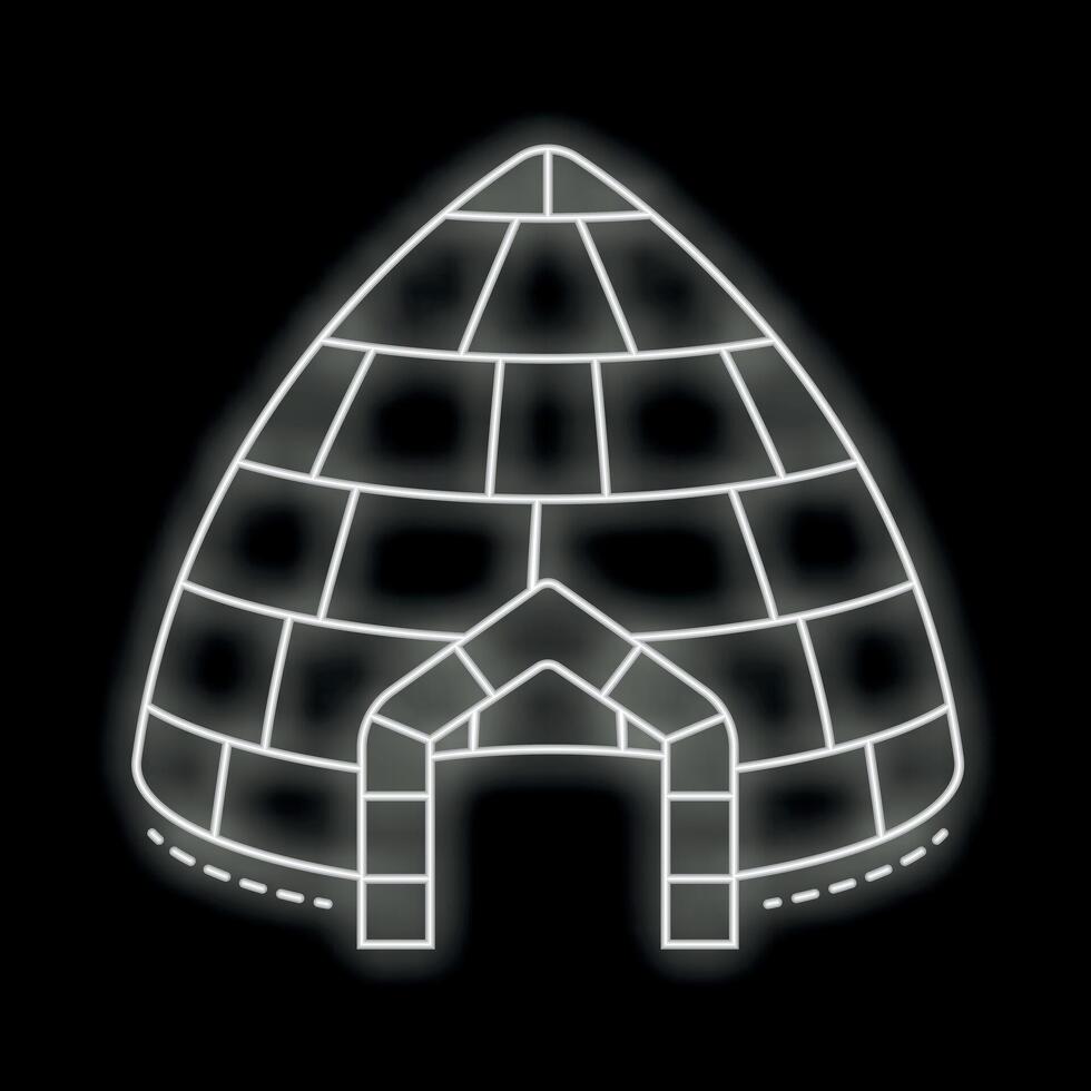 Neon igloo glowing on black background vector