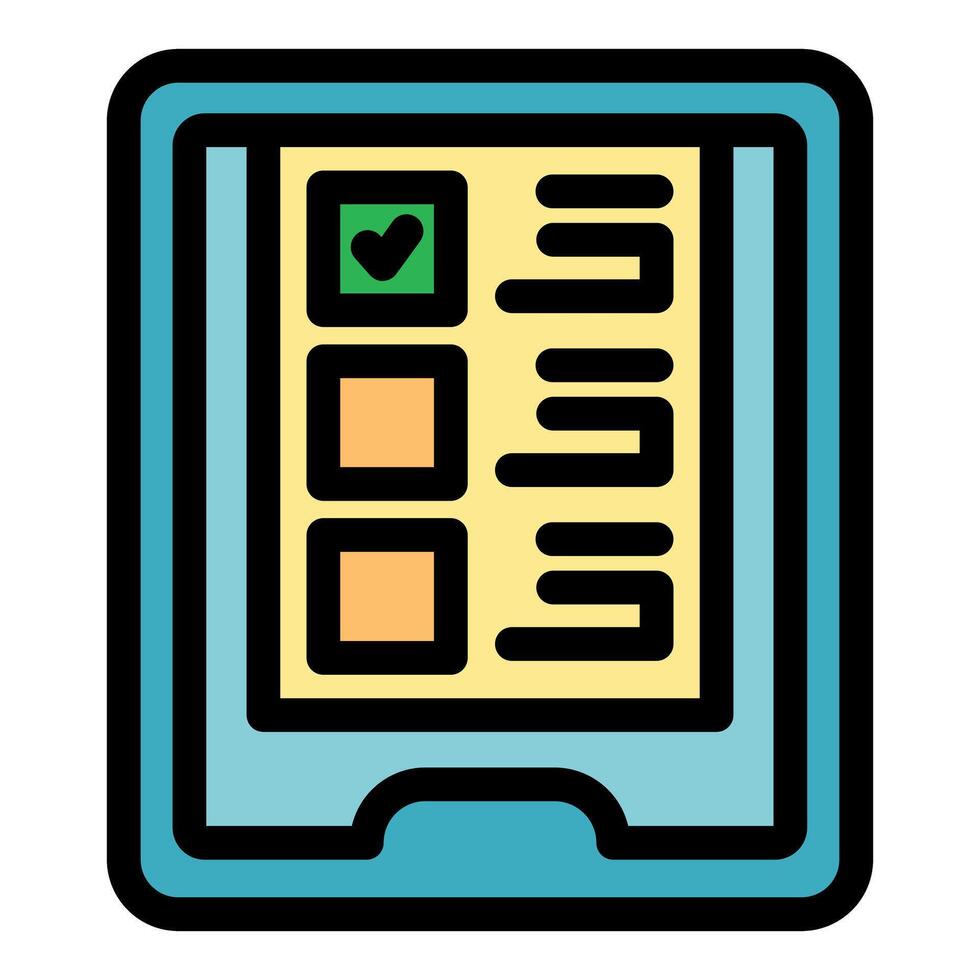 Online survey being filled on tablet computer screen vector