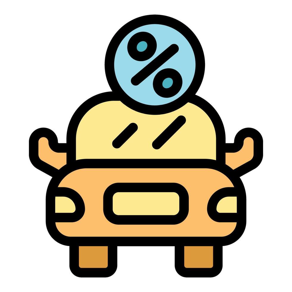 Car loan percentage icon showing a finance rate for a new or used vehicle from a bank editable stroke illustration vector