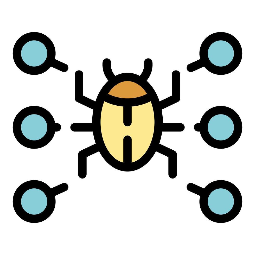 Computer virus detecting spreading through network icon vector