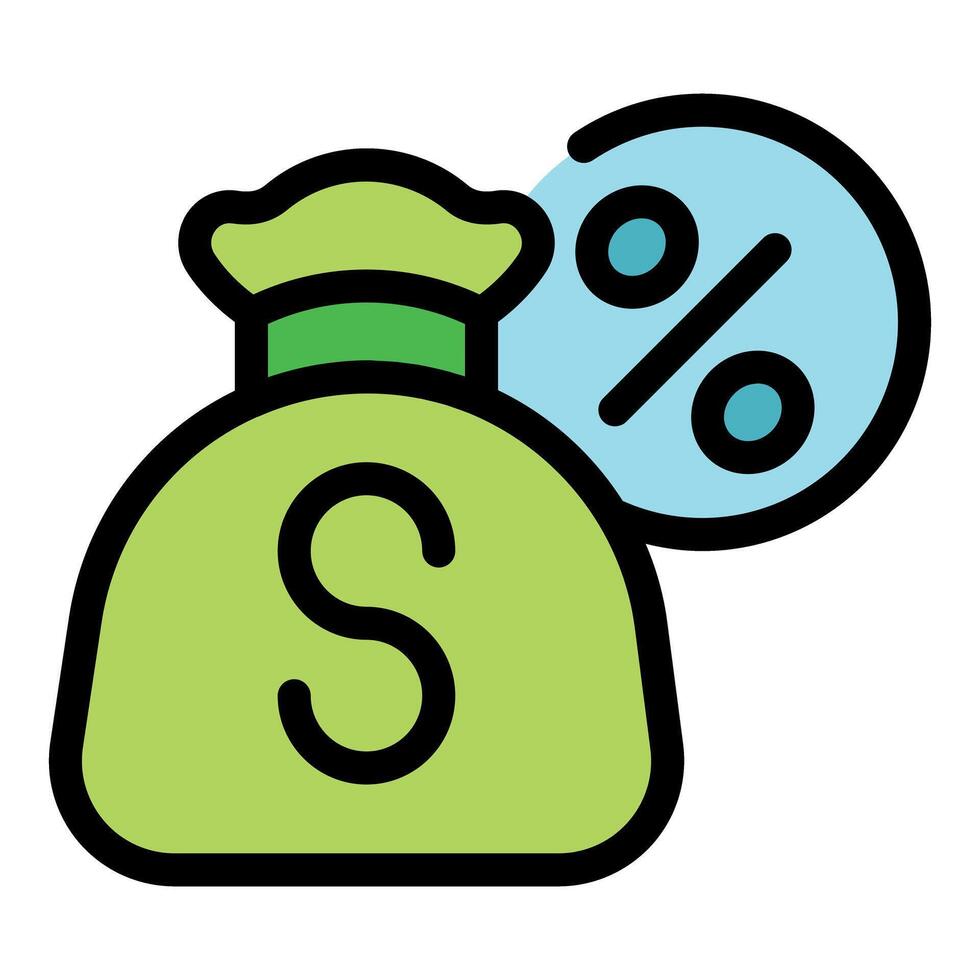 Money bag increasing value with interest rate percentage vector