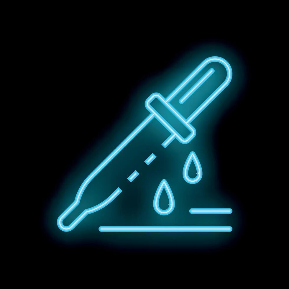 Neon style icon of a dropper pouring drops of liquid vector