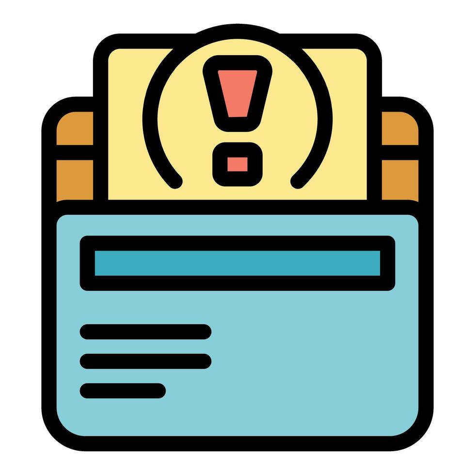 Credit card showing warning sign icon outline illustration vector