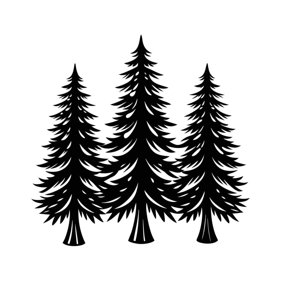 Scenic Trio of Black Pine Trees Nature-Inspired Artwork vector