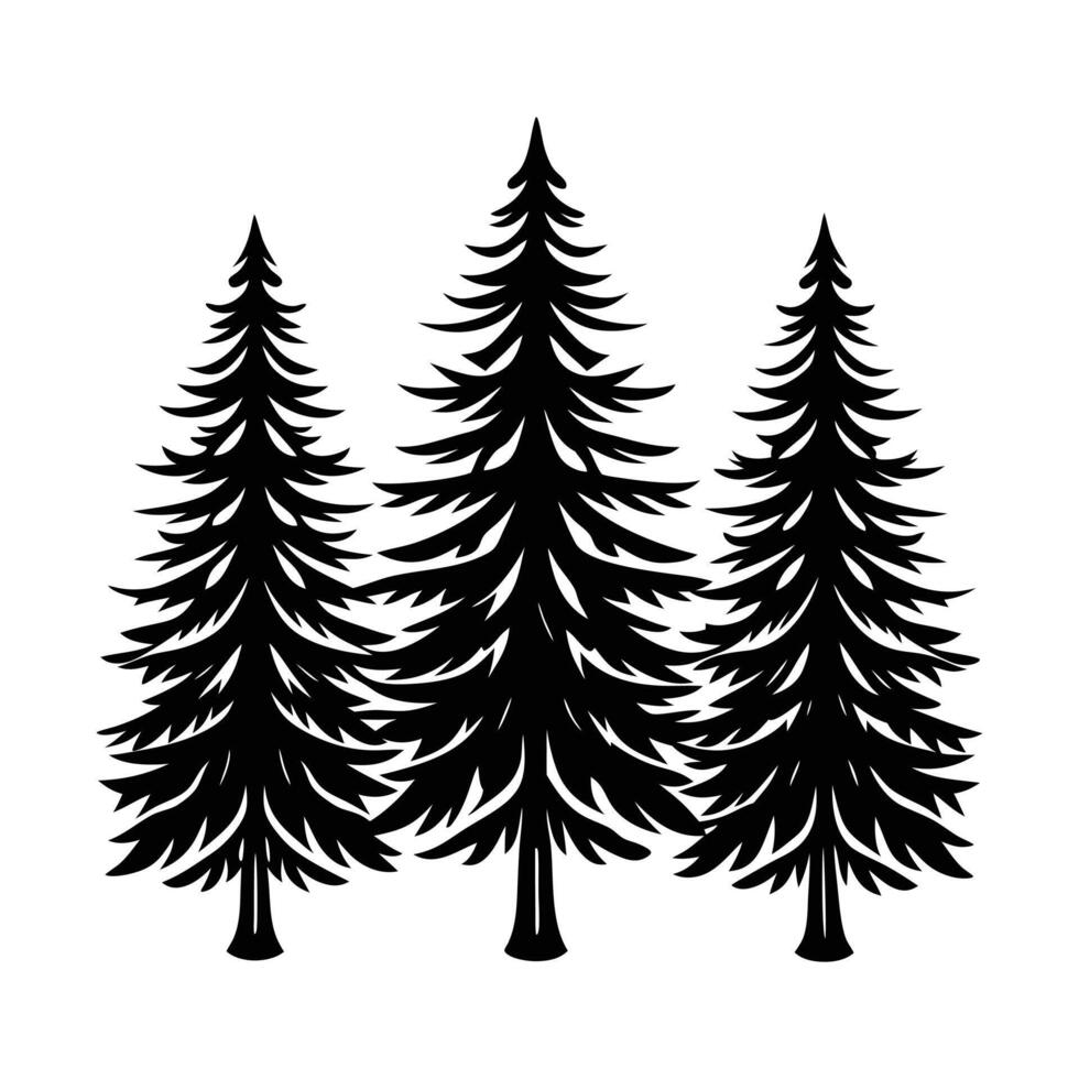 Three Pine Trees in Black Perfect for Forest Themed Designs vector