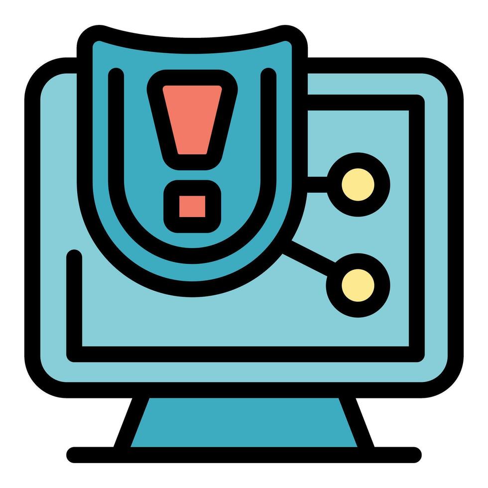 Computer network security alert warning icon showing secured system vector