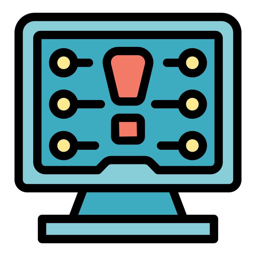 Computer showing monitoring system interface with buttons and indicators vector