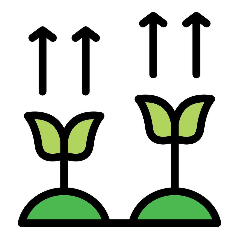 Growing plants with up arrows showing growth progress vector