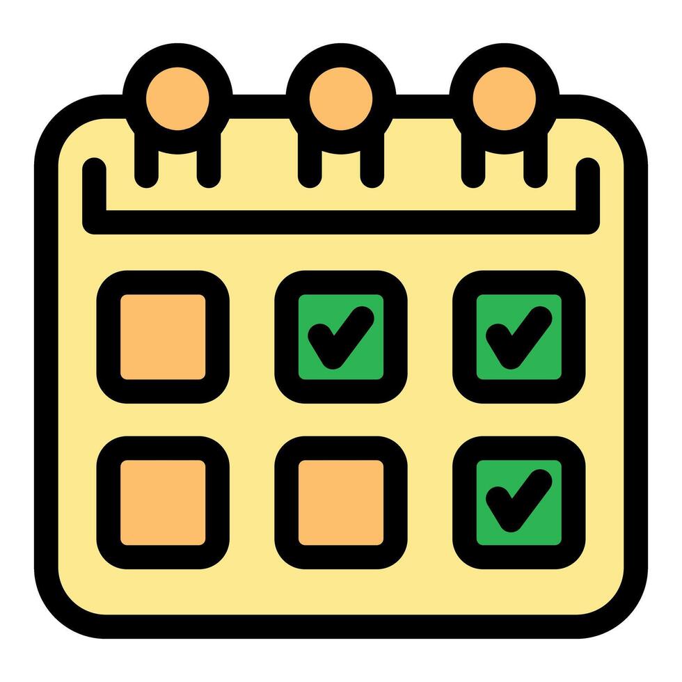 Calendar showing days of the month with check marks for appointments vector