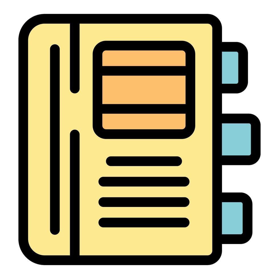 Yellow notebook with buttons representing task management app vector