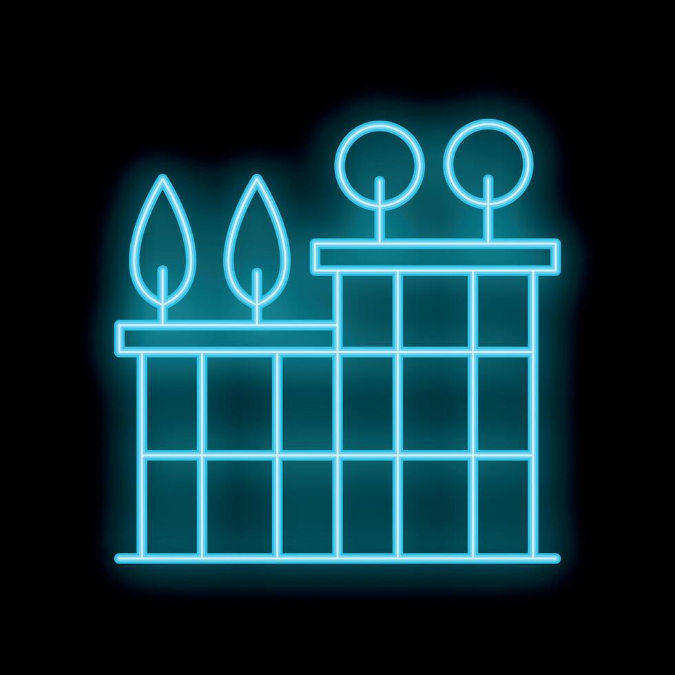 Bright neon style icon representing modern green energy efficient building vector