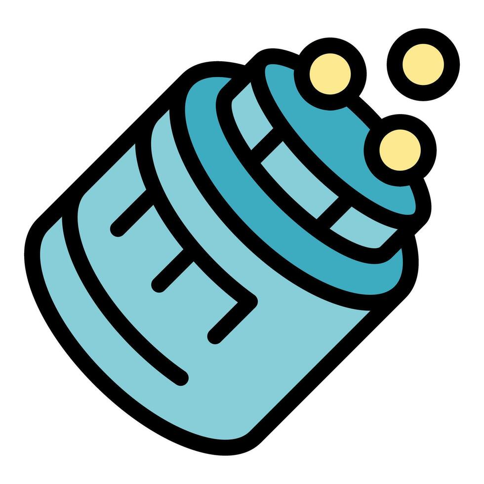 Space capsule floating in space with open hatch and escaping oxygen bubbles vector