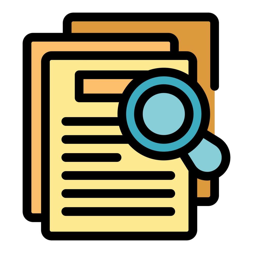 Magnifying glass analyzing document for potential errors vector