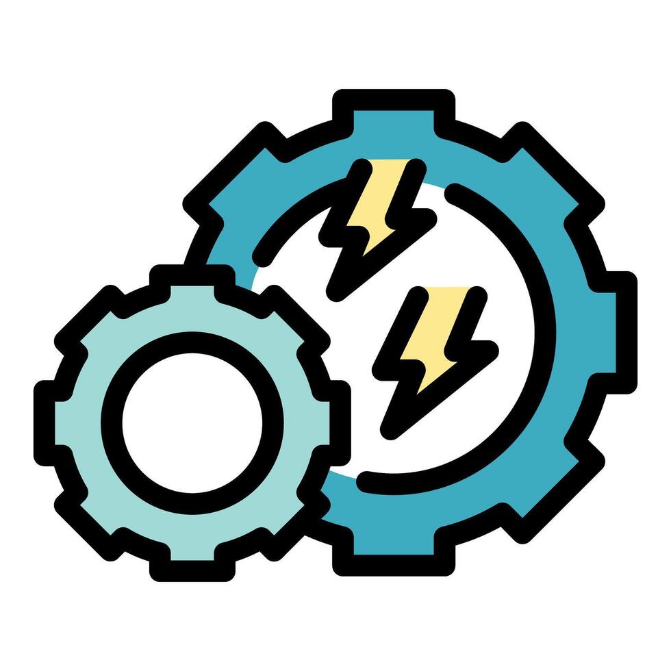 Two gears generating lightning bolts symbolizing energy and power vector
