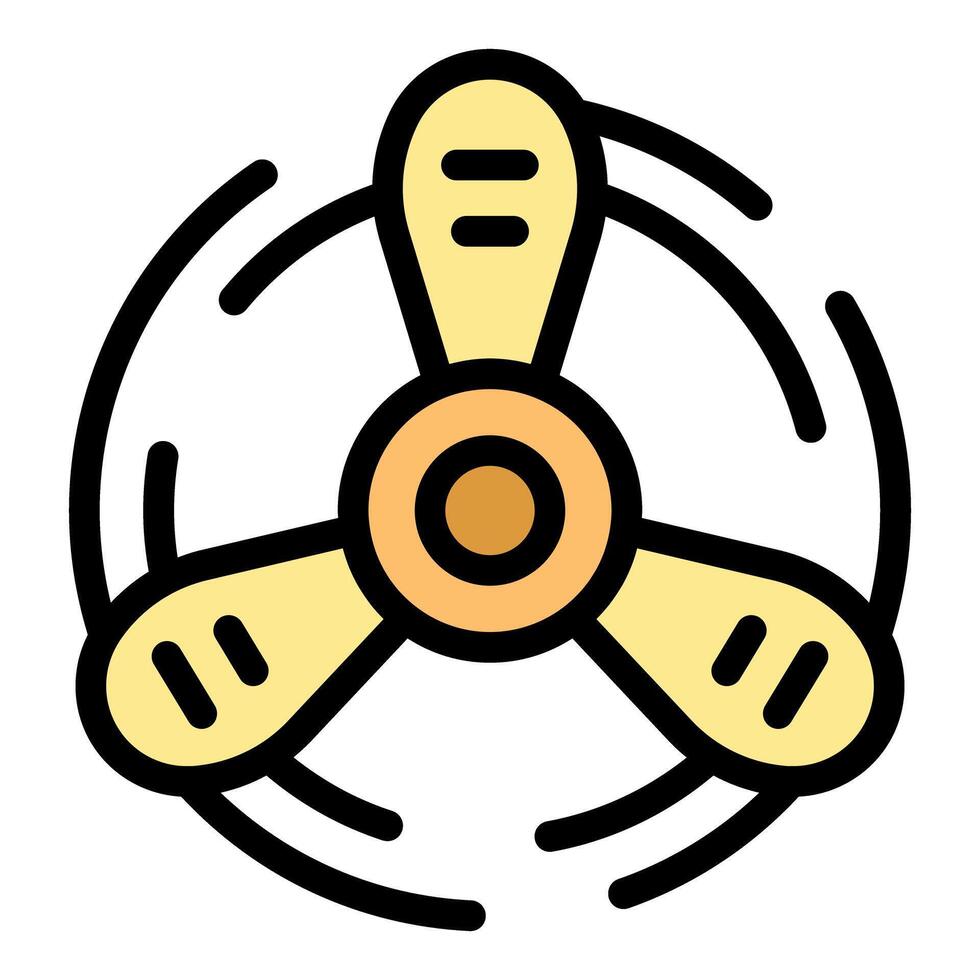 Three bladed wind turbine generating renewable energy icon vector