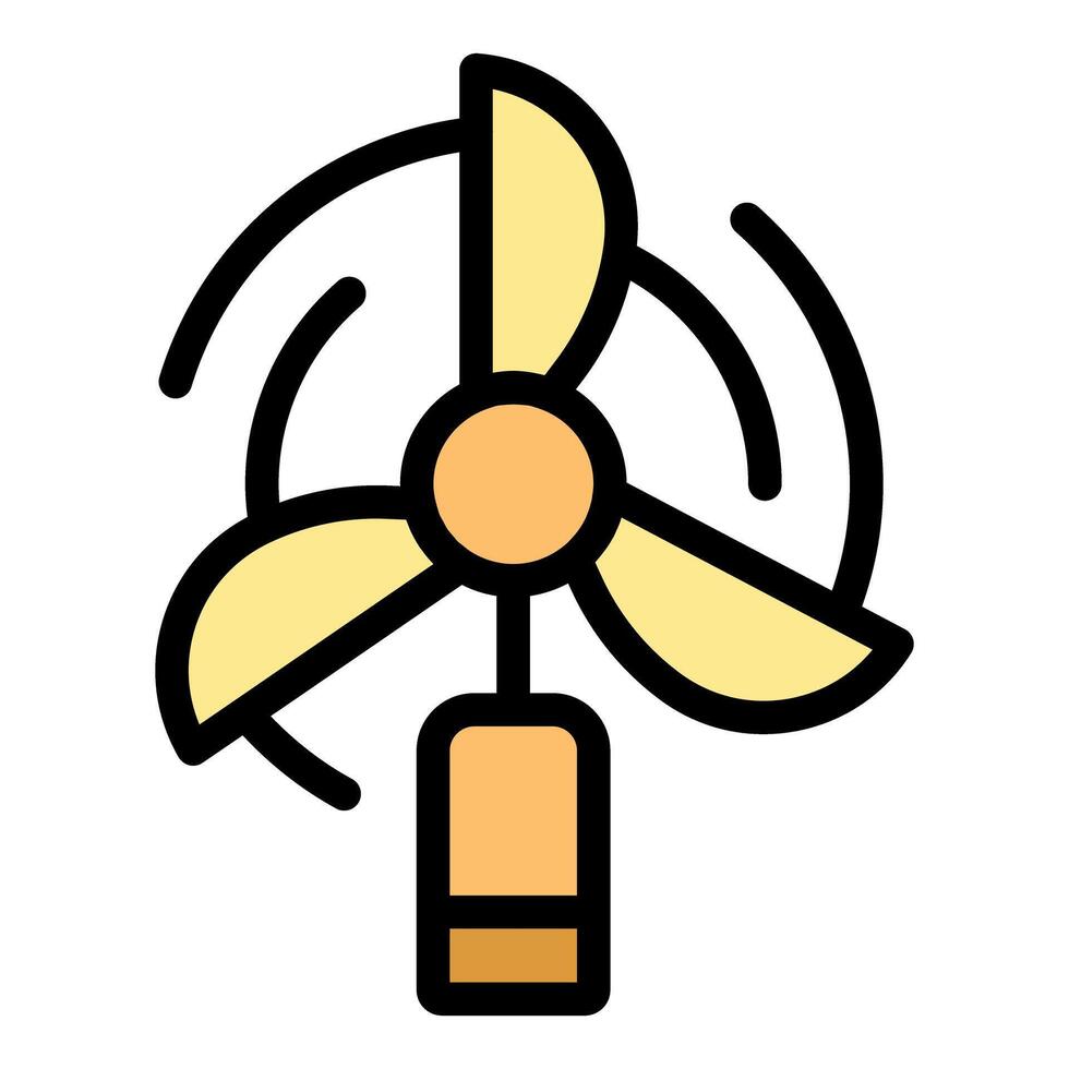 Small table fan cooling with rotating blades vector