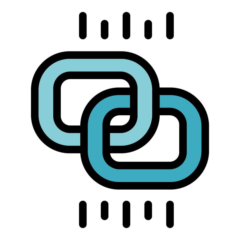 Blockchain data transferring with interconnected blocks icon vector