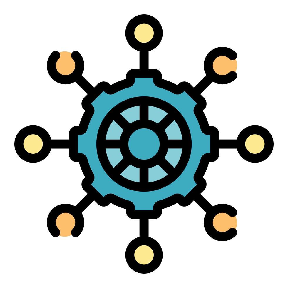 Gear connecting dots representing digital network hub system vector