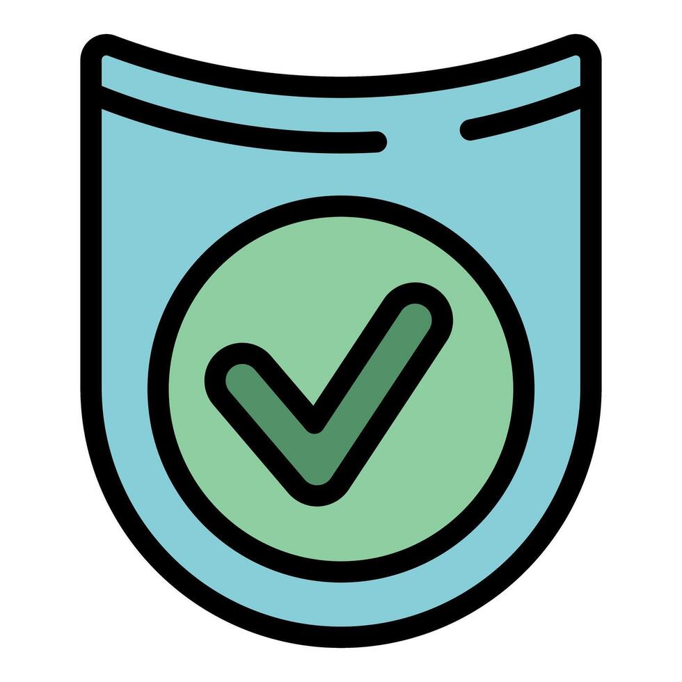 Shield showing green tick mark icon representing security and safety vector
