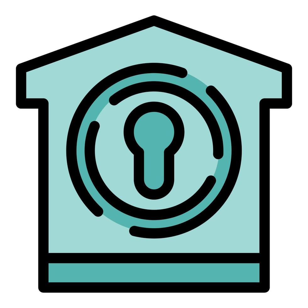 House icon showing keyhole surrounded by security circles for safety and privacy vector