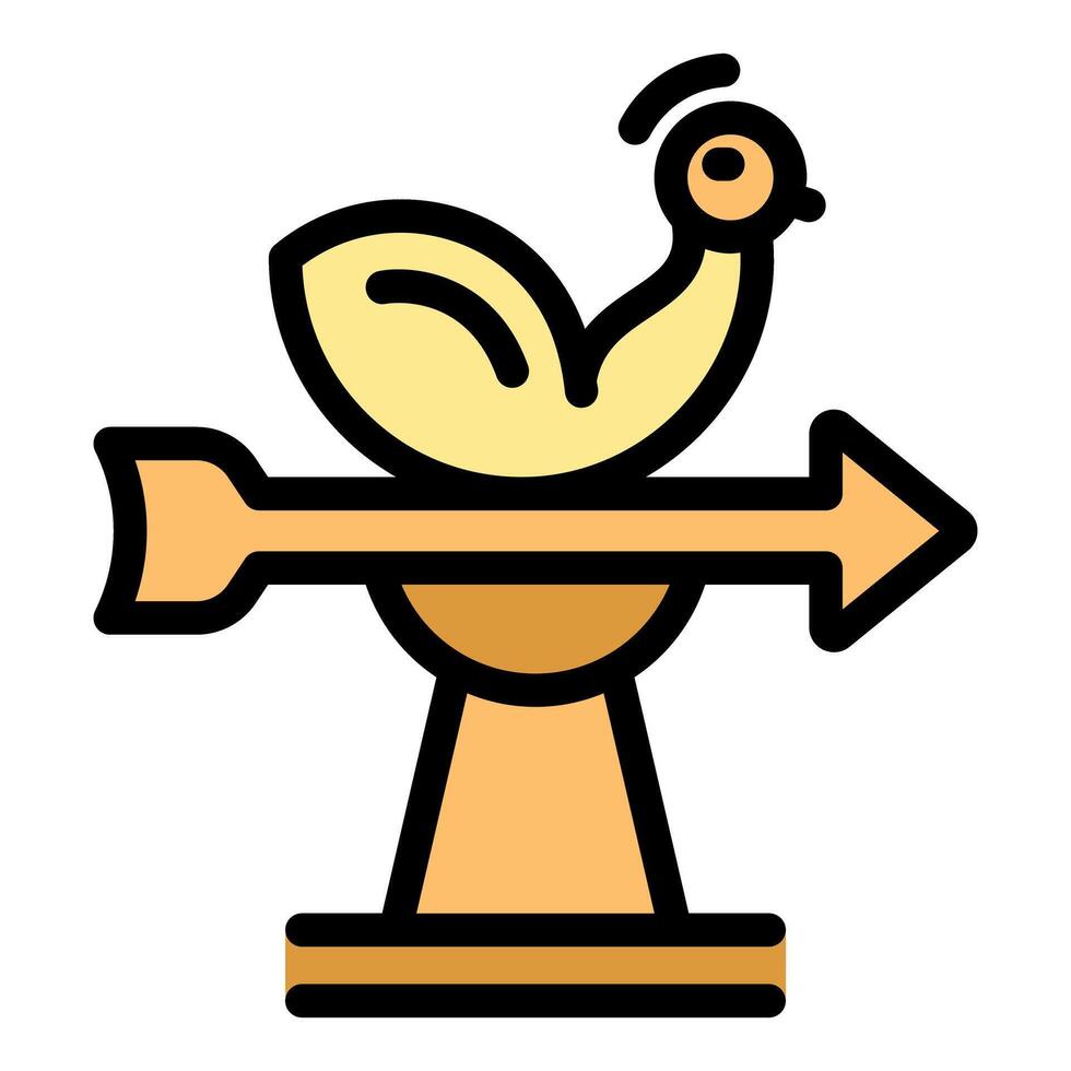 Golden weather vane with bird showing wind direction icon vector