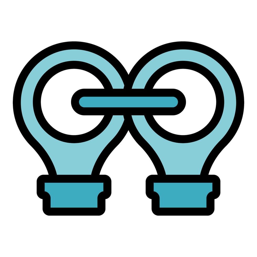 Light bulbs sharing innovative idea through link icon vector