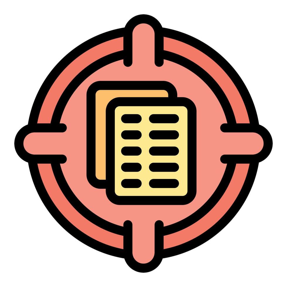 Target audience for documents with crosshair focusing on files vector