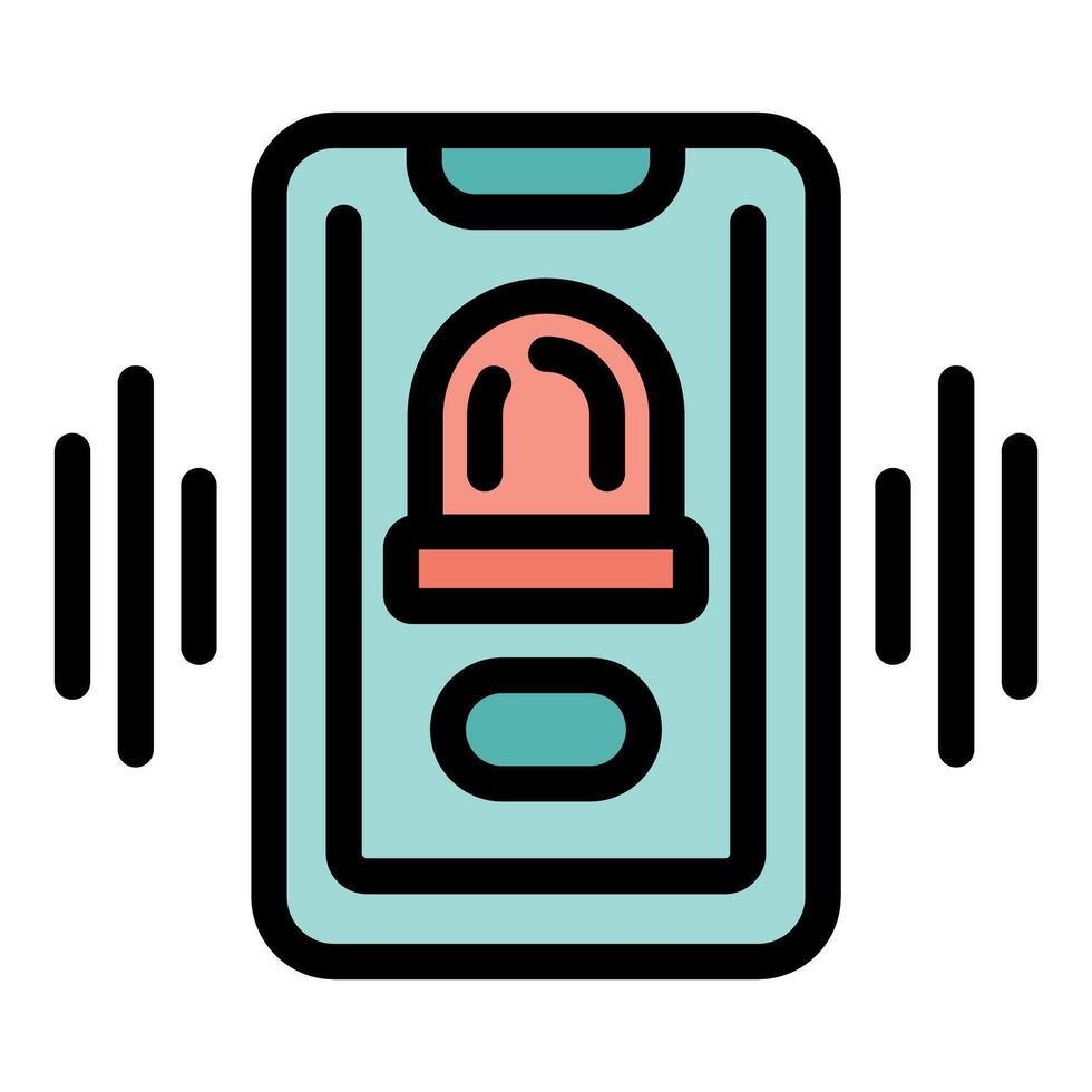 Smartphone showing alarm icon and making sound waves vector