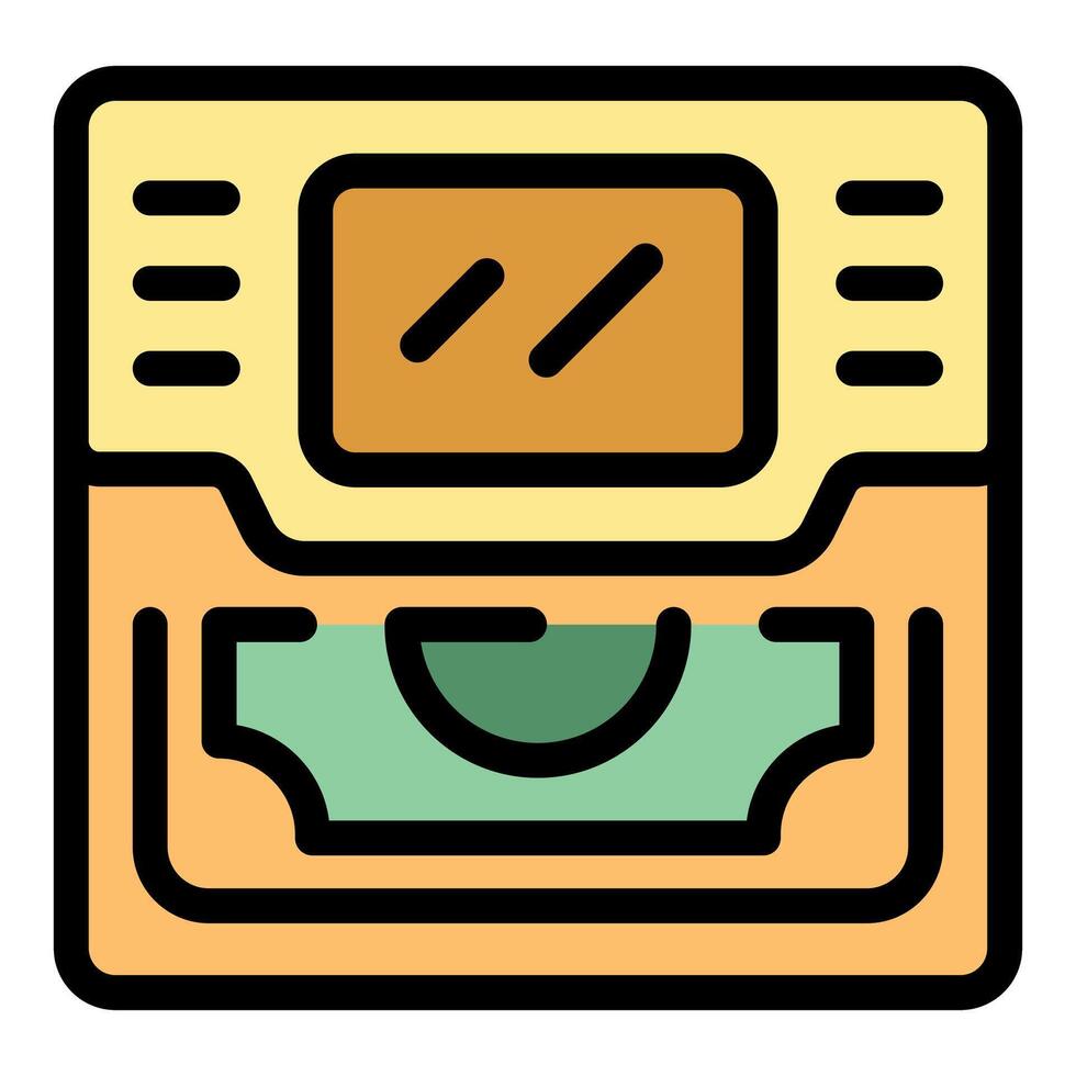 Atm machine accepting banknote for depositing money vector