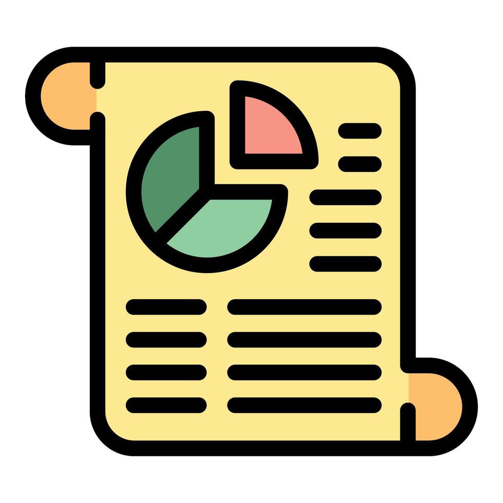 Scroll page showing pie chart and business data report vector