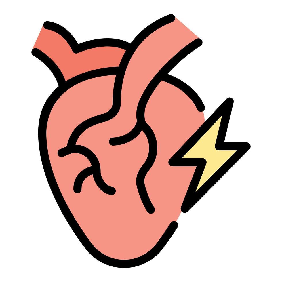 Heart attack, cardiac arrest, myocardial infarction symbol with a lightning bolt vector