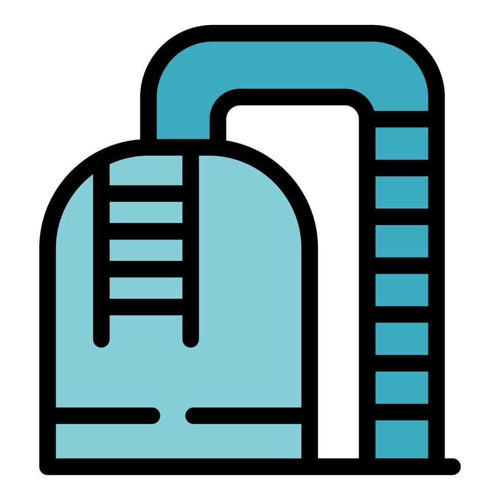 Water tower storing clean water with metal ladder and pipeline vector