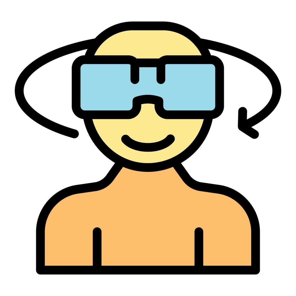 Man smiling wearing vr technology experiencing 360 vision vector
