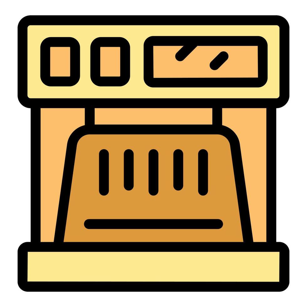 Electric convection oven with temperature control displaying cooking process vector