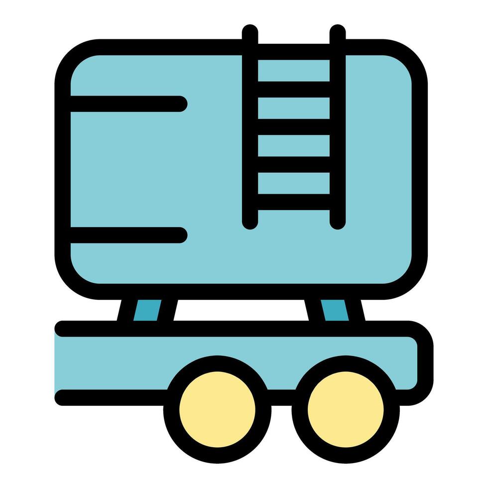 Wheeled tank standing on platform with ladder for maintenance vector