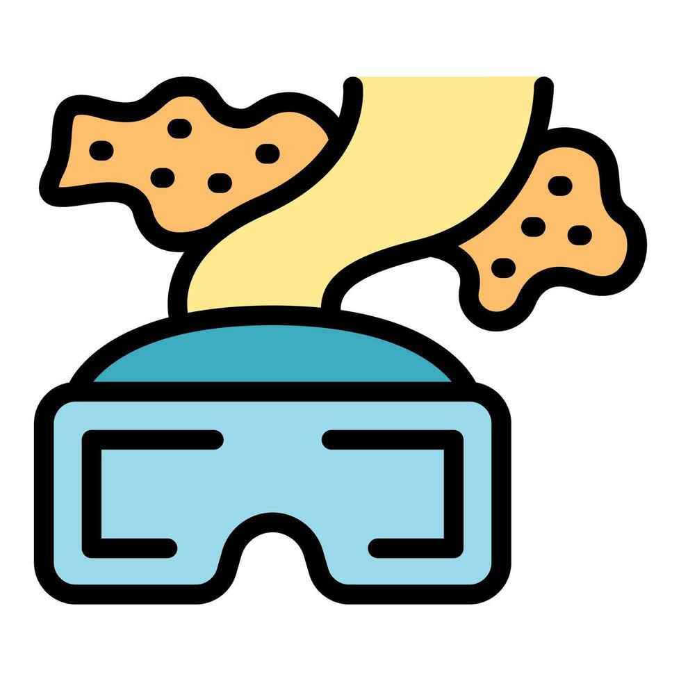 Virtual reality headset showing underwater world with corals vector