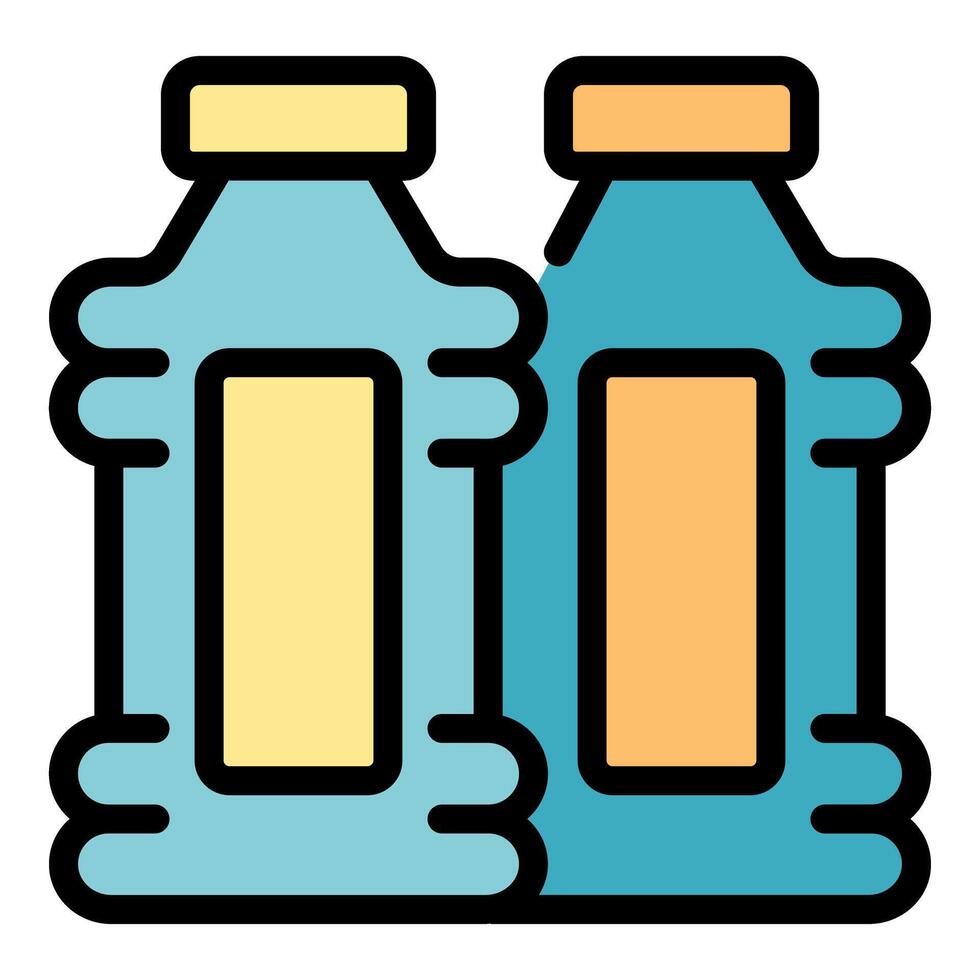 Two plastic water bottles being recycled together vector