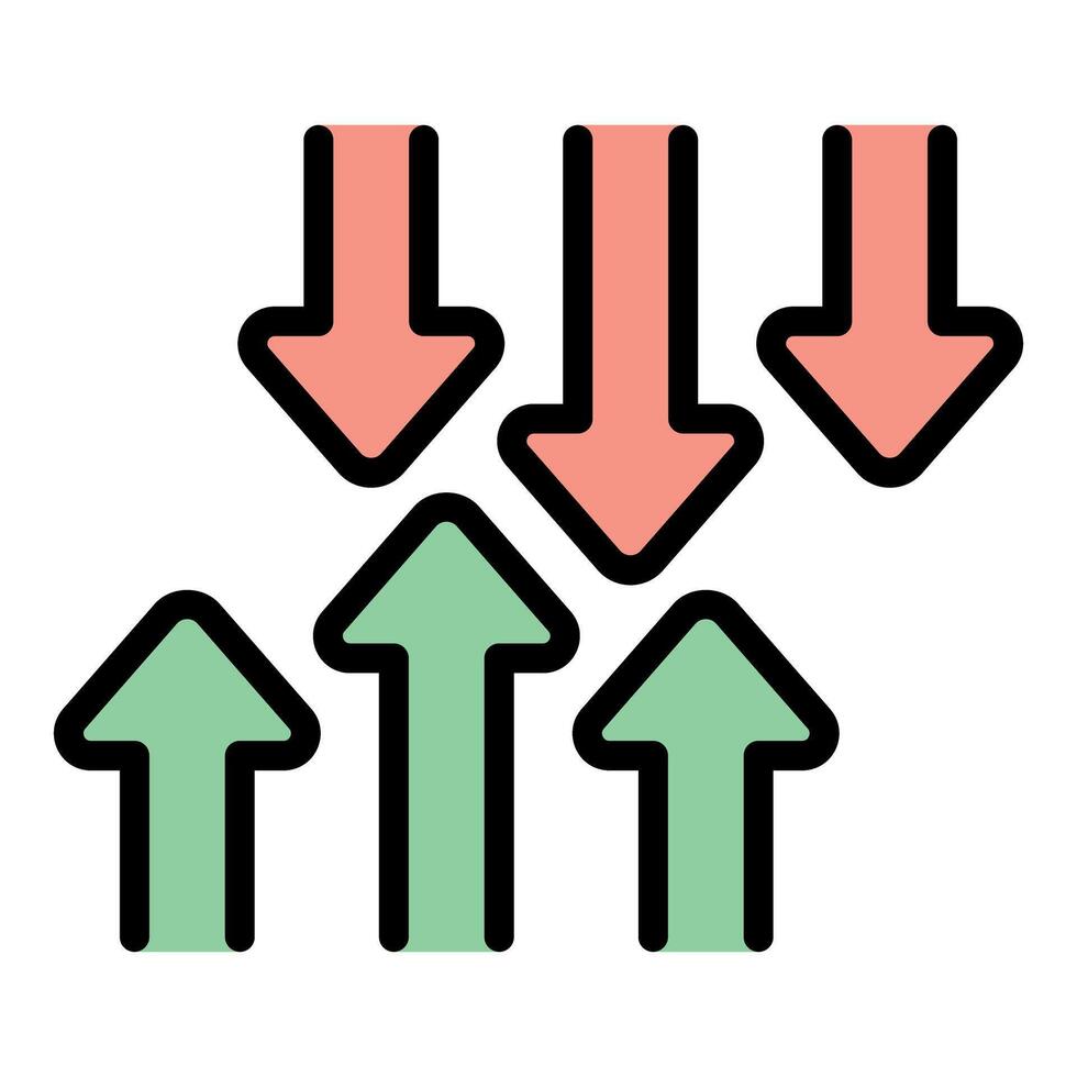Arrows pointing up and down representing market volatility vector