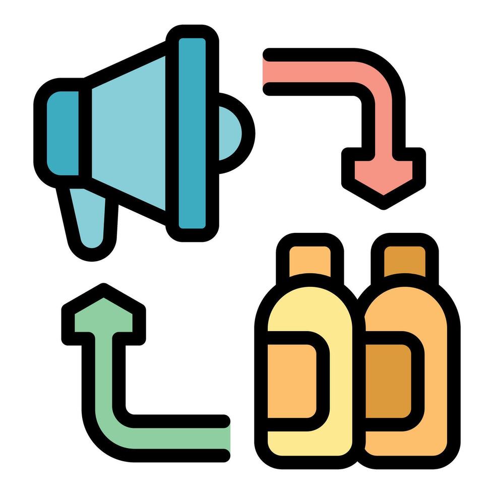 Marketing campaign increasing product sales with megaphone advertisement vector